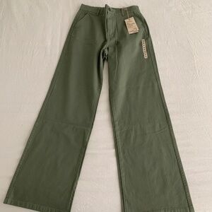Muji wide leg green pant